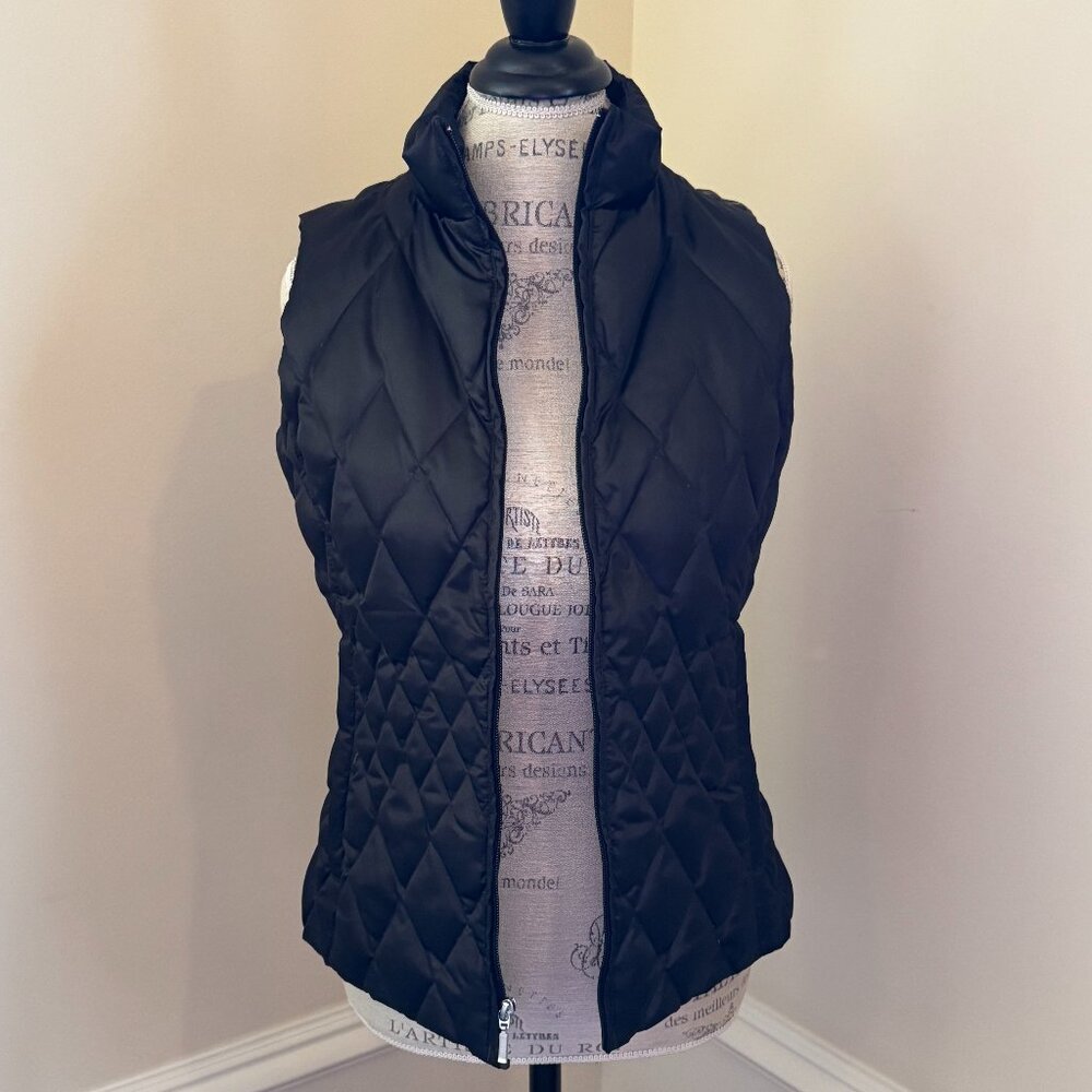 Lands End Black Satin Quilted Puffer Vest - Picture 4 of 7
